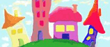 ilustração infantil de casas coloridas
