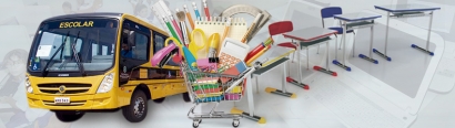 Transporte, materiais escolares, equipamentos, insumos e outros